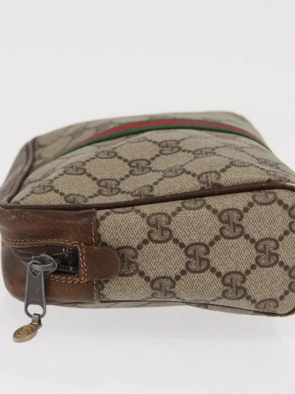 GUCCI GG Canvas Web Sherry Line Clutch Bag Beige 37-014-3553 Auth 169513